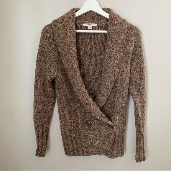 Merona Sweater Cardigan Button Front Brown Casual Neutral Cozy - Picture 1 of 8